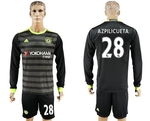 Chelsea #28 Azpilicueta Sec Away Long Sleeves Soccer Club Jersey - Click Image to Close